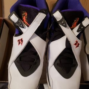 Purple,white and black jordans
